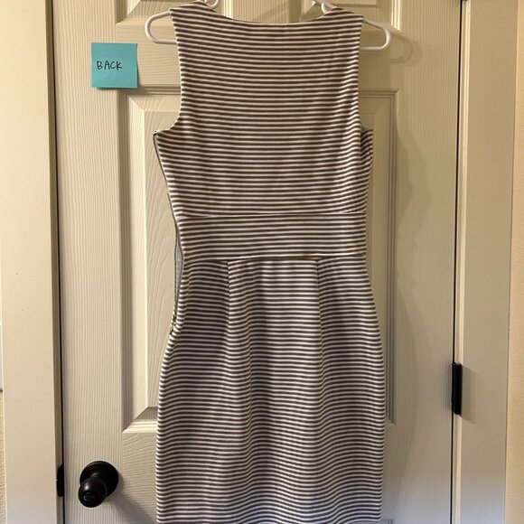 Banana Republic White & Tan Striped Sleeveless Dress Size 2 Petite - Picture 4 of 9